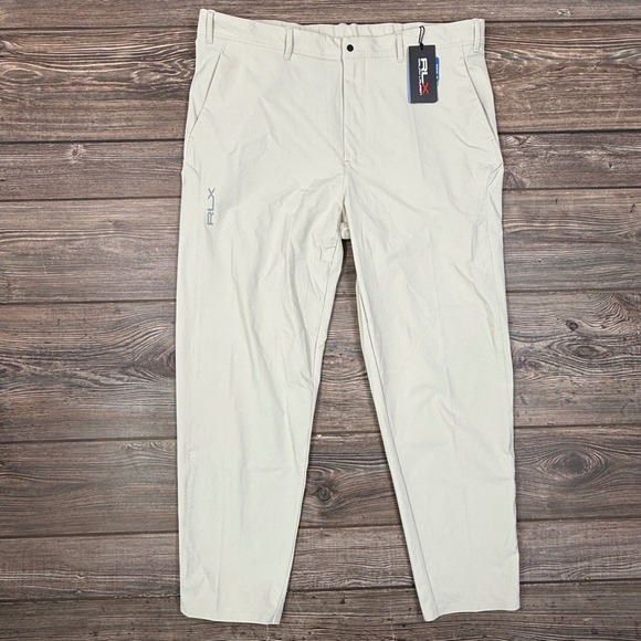 RLX Ralph Lauren Mens Birdseye Slim Fit Golf Pants Basic Sand Beige 36x30 NWT